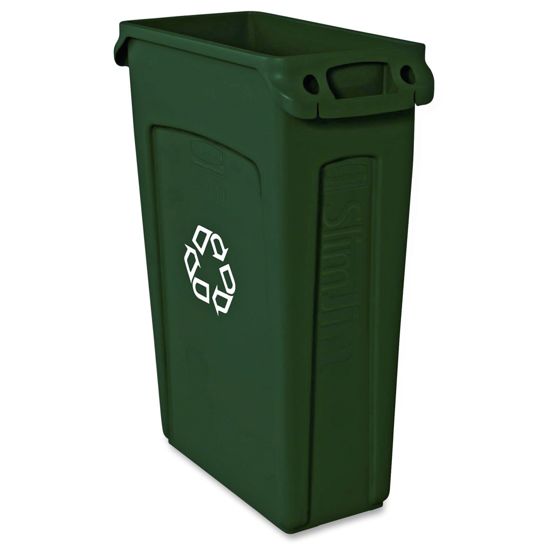 Slim Jim Plastic Recycling Bin - 23 Gallons Rubbermaid Commercial Products
