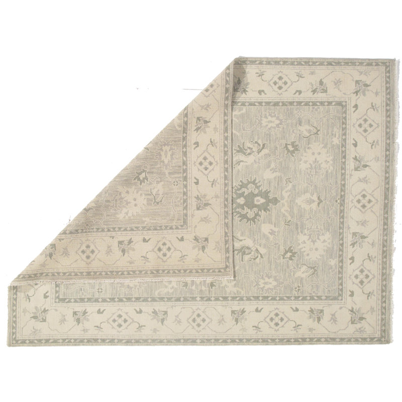 Tapis unique en laine noué à la main beige / gris 8 pi x 10 pi Naren