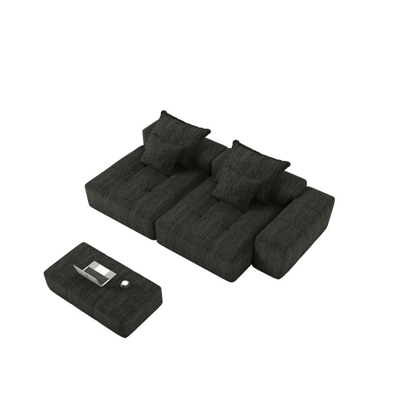 Boneless Modern Oversized Modular Sectional Sofa, Black