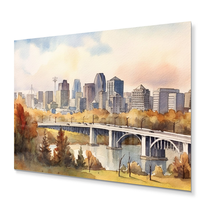 Edmonton Landscape - reproduction d'art canadienne en métal, H 16 po x l 32 po x P 1 po