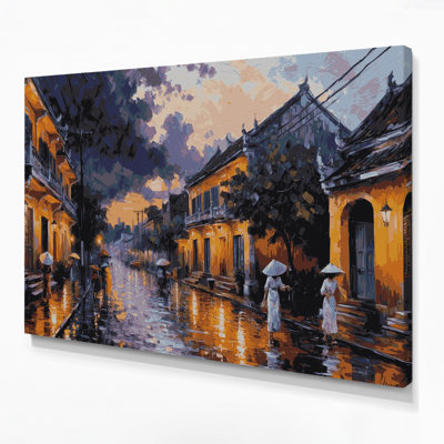 Cities Hanoi Vietnam Purple Canvas Wall Art