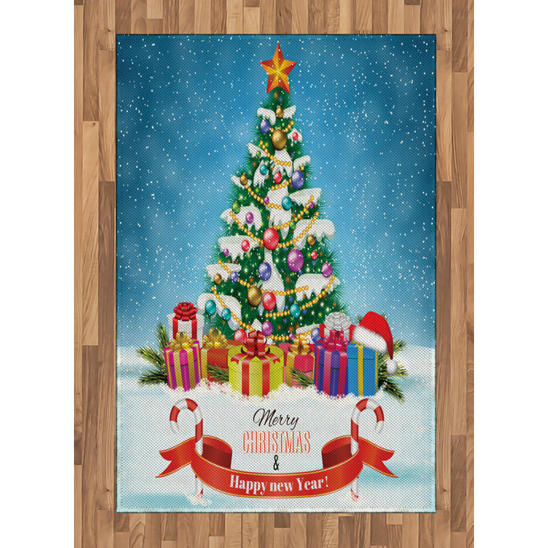 Christmas High Density Long Fiber Poly Threads Decorative Area Rug Carpet, Rectangle 4' x 5'8"