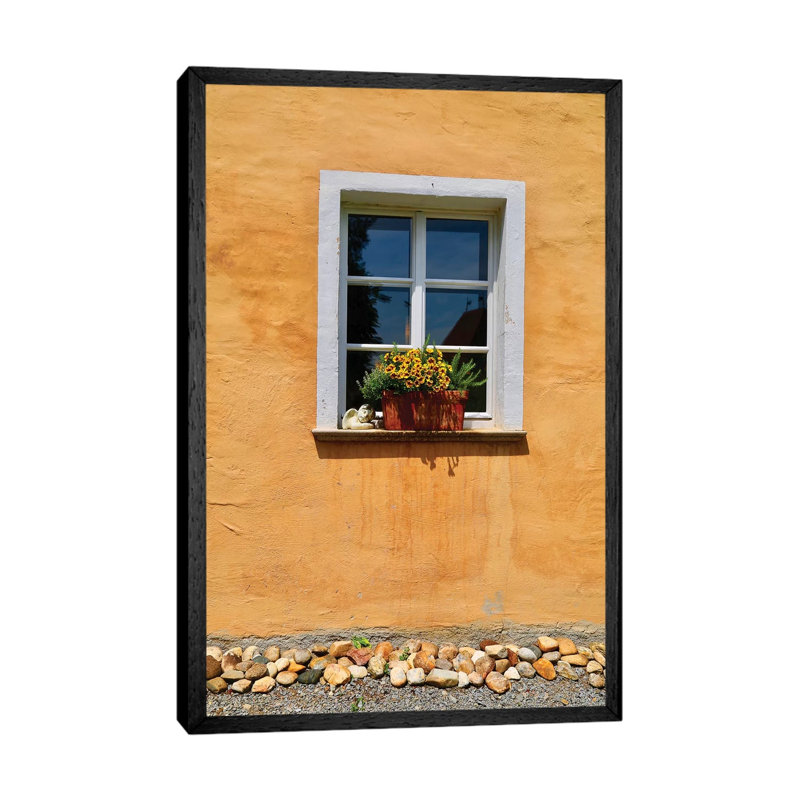 Single Window With Flower Box 1 Piece Wall Art on Canvas, 101.6 cm H x 66.04 cm W, Black Floater Framed