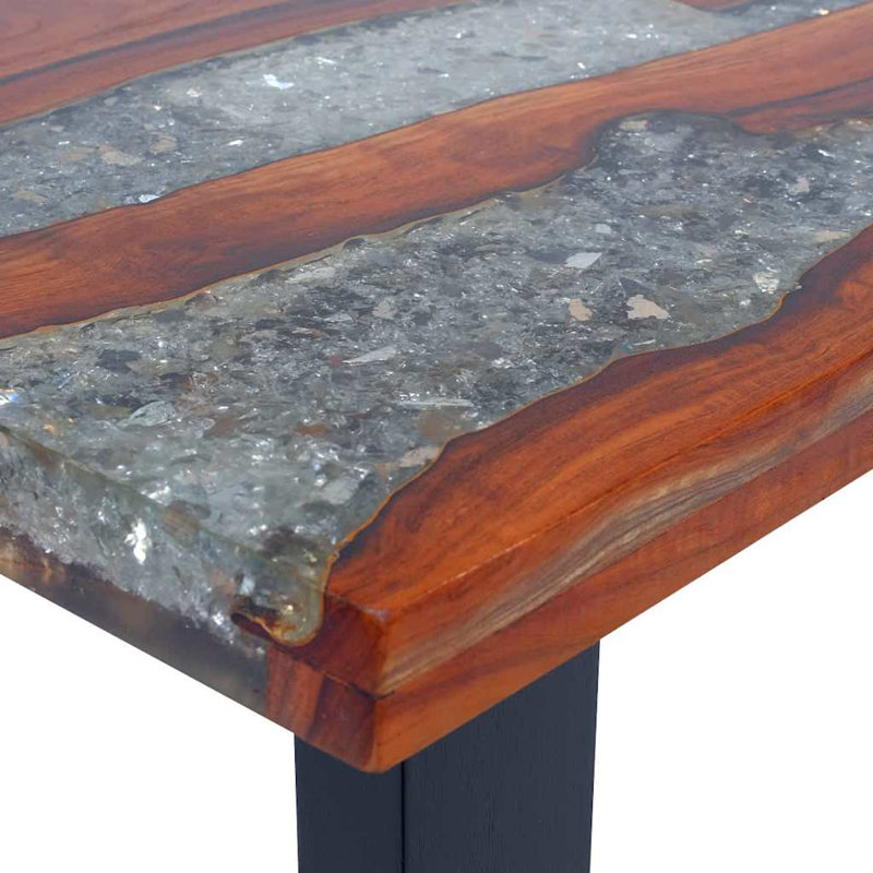 Rectangular Coffee Table, Fully Handmade,  39.4''x19.7''x15.8'', Solid Teak Wood, Multicolor
