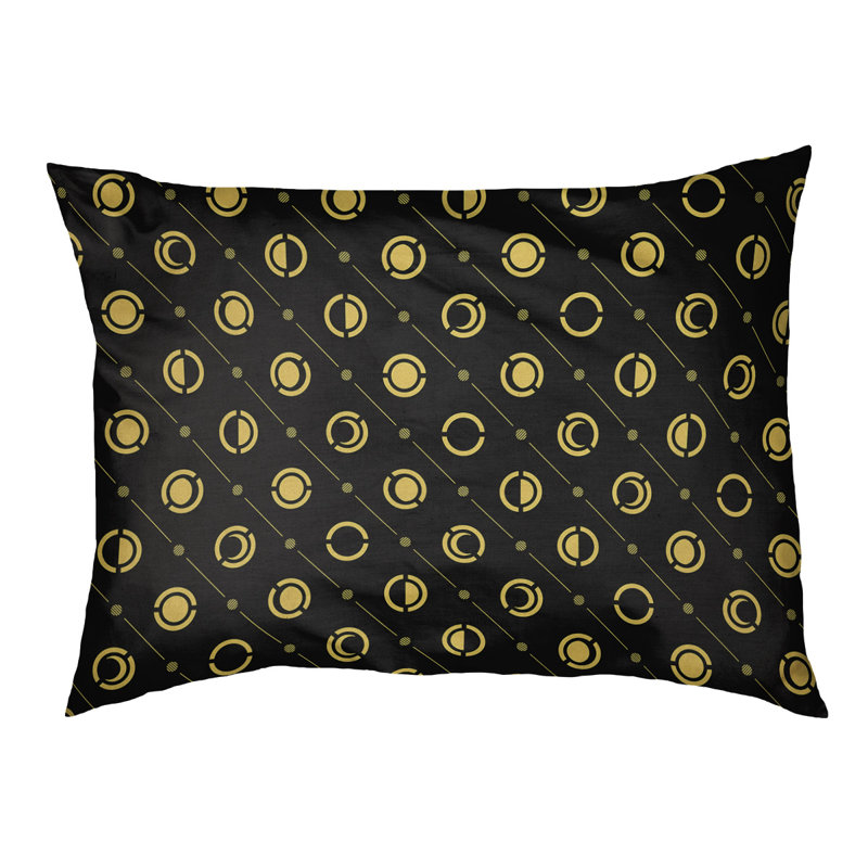 Coussin intérieur pour chien moon phases Chenault, Petit (l 28 po x P 6 po x H 18 po), Jaune / Noir