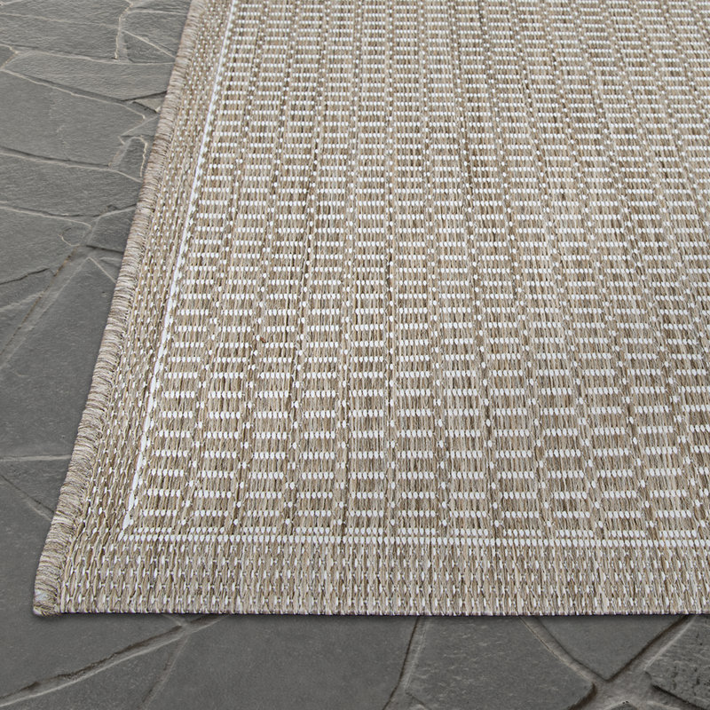 Tapis intérieur / extérieur taupe Sania, Ivoire / taupe, Carré 7 pi 6 po
