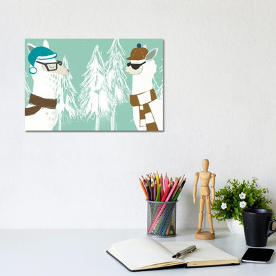 Bundle Up Llama IV 1 Piece Wrapped Canvas Wall Art