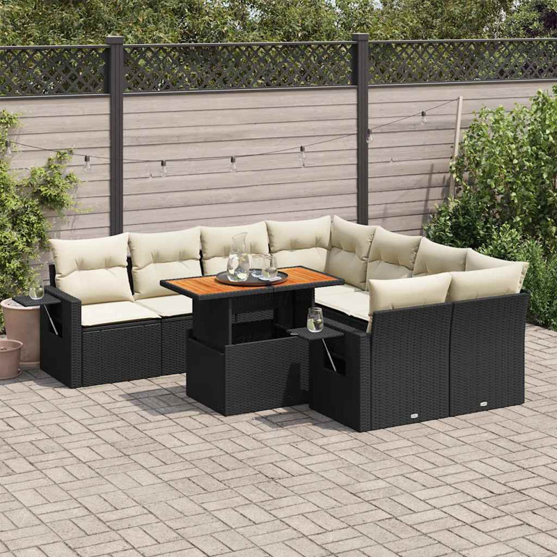 Ensemble de canapé de jardin Vidaxl noir, blanc crème