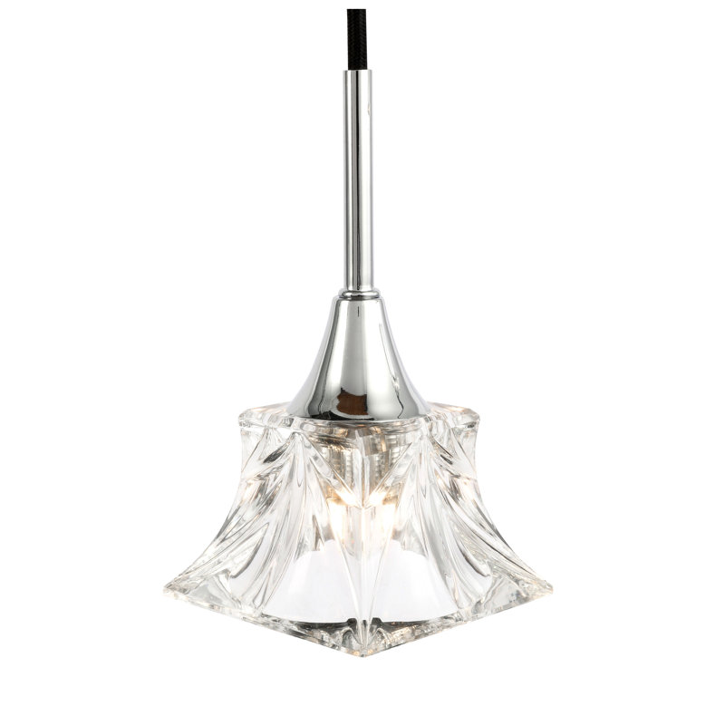 Luminaire suspendu géométrique à 5 lumières Angeline, Chrome / Bronze