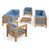 Teak Frame / Blue Cushion