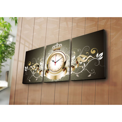 Elegant 3-Piece Decorative Canvas Wall Clock Set, Suede Canvas, Total Size: 37.8 x 15.7 inches | Sturdy 100% Wooden Frame, Thickness: 1.2 inches | Perfect for Home Decor & Modern Interiors, Unique Design