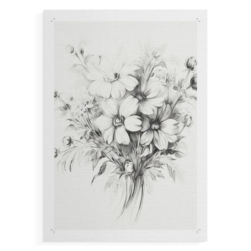 Reproduction florale rétro XIXe - reproduction de toile seulement - non encadrée, H 36 po x l 24 po
