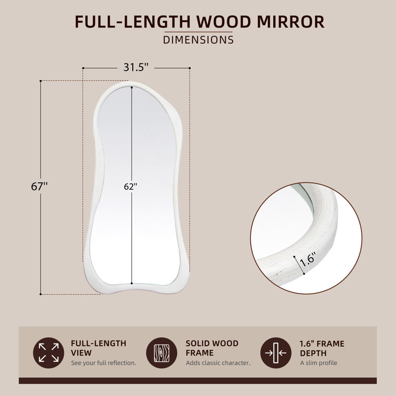 Curved White Wood Full Length Mirror