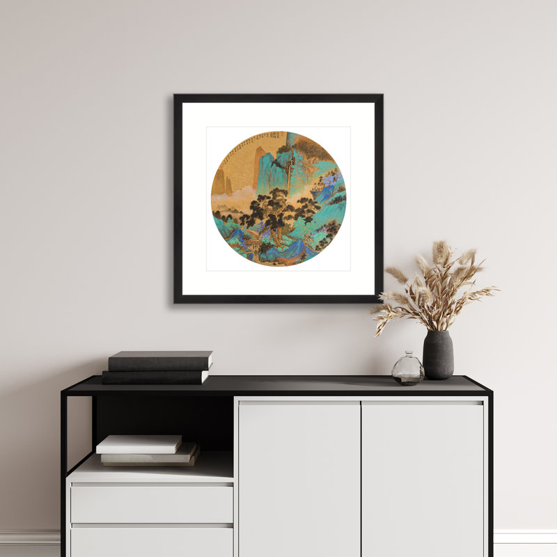 «Contemplation by the Cliff's Waterfall» par Ban Shan - impression encadrée sur papier