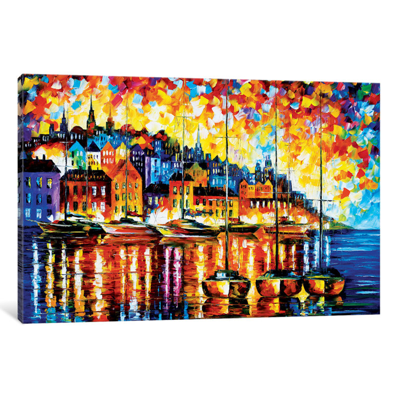 « harbor of corse », reproduction d’art sur toile tendue, H 12 po x l 18 po x P 1,5 po