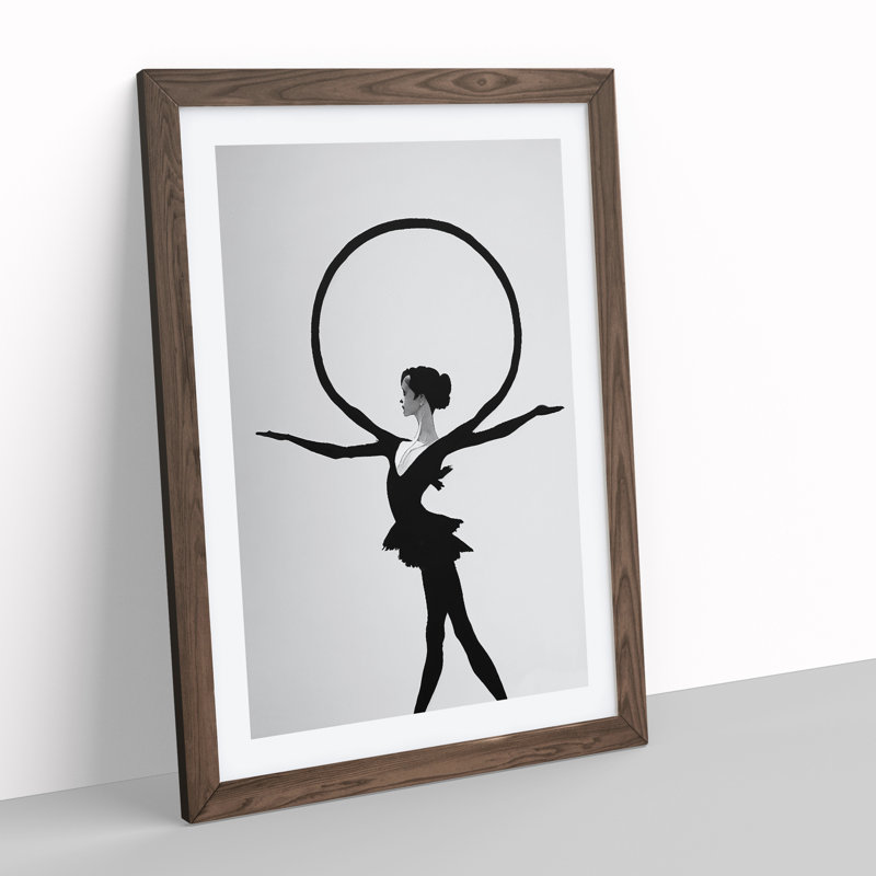 Monochrome Ballerina No.3 - Framed Print, 46cm H x 34cm W x 2cm D, Walnut