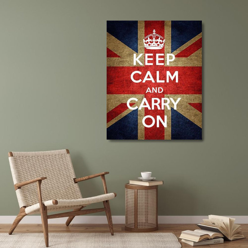 Art britannique sur toile: Keep Calm and Carry On, Union Jack (97_371977), H 34 po x l 28 po