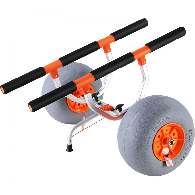 Chariot de kayak robuste, chariot de canot pliable avec pneus de 12 po, largeur réglable