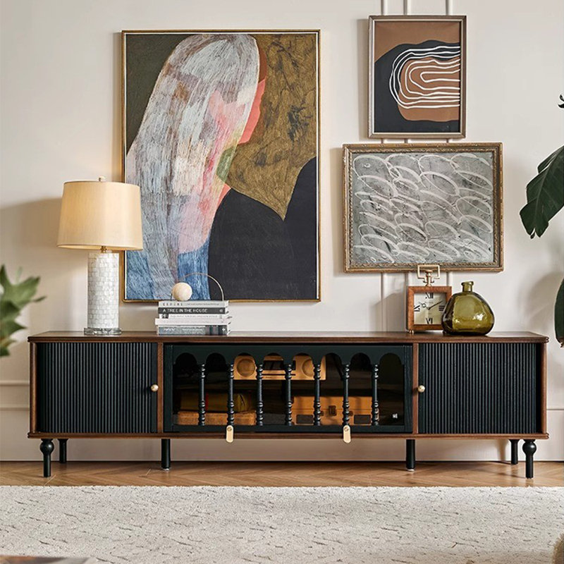 Meuble télé spacieux, 62.99", Noir / brun