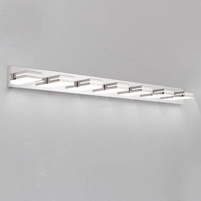 Modern Chrome LED Vanity Light, 6-Lights Wall Sconce for Bathroom and Mirror, Sleek Minimalist Design, Energy-Efficient, Easy to Install