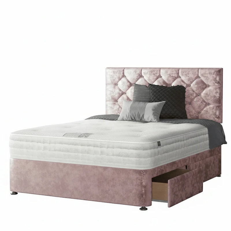 Fall Divan Bed Base, 2 Right Drawers, Single (3'), Pink