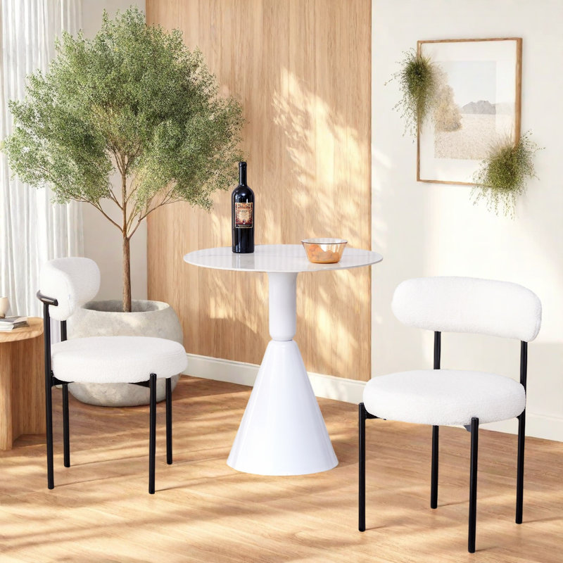 3-piece Set, 27” Long Dining Table, Suede Soft Dining Chairs