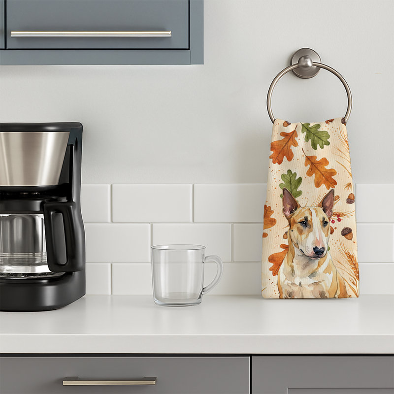 Miniature Bull Terrier Heirloom Fall Kitchen Towel, Miniature Bull Terrier