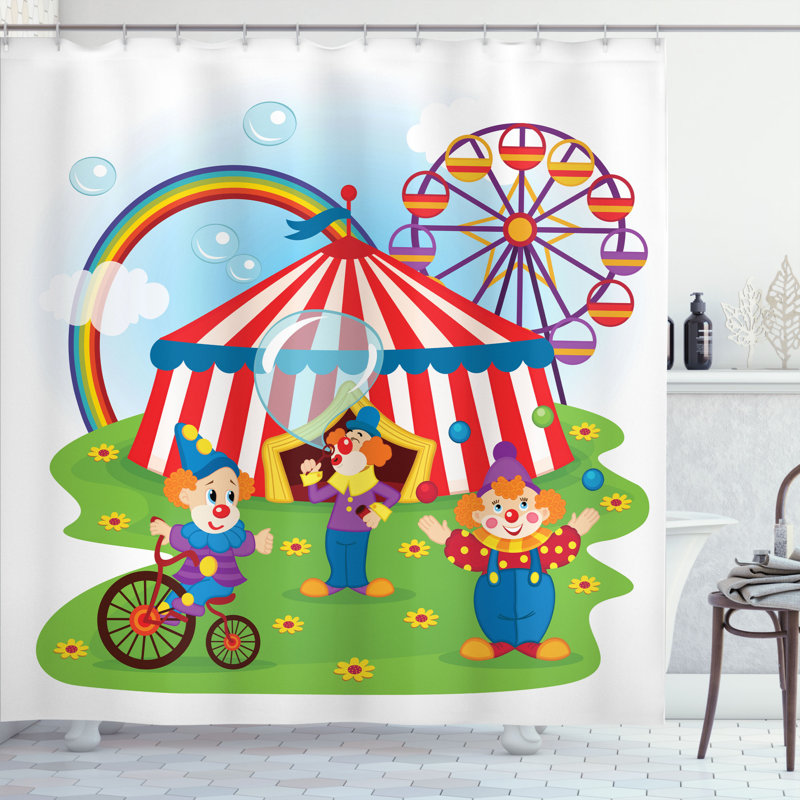 Circus Shower Curtain Set + Hooks, 70" H x 69" W