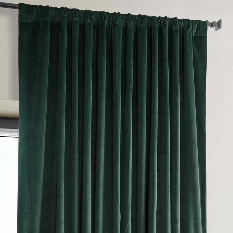 Loria Plush Velvet 100% Blackout Curtains For Bedroom, Living Room - Single Panel, 50" W x 96" L, Spirit Green