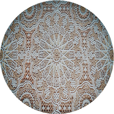 Tapis vert olive/gris à motifs