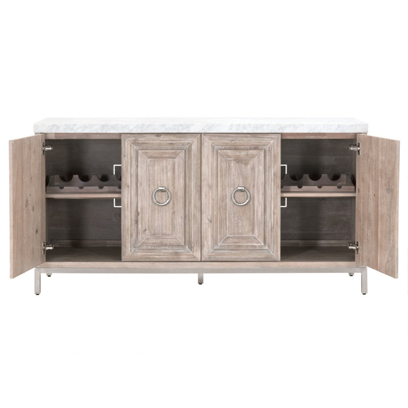 Fitz 71'' Sideboard, Brushed Stainless Steel/Natural Gray