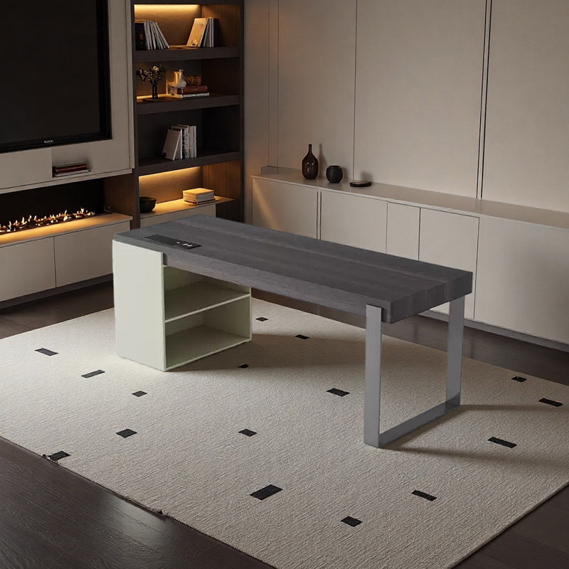 Bureau de qualité supérieure en placage de bois fumé, H 29,53 po x l 78,74 po x P 27,56 po