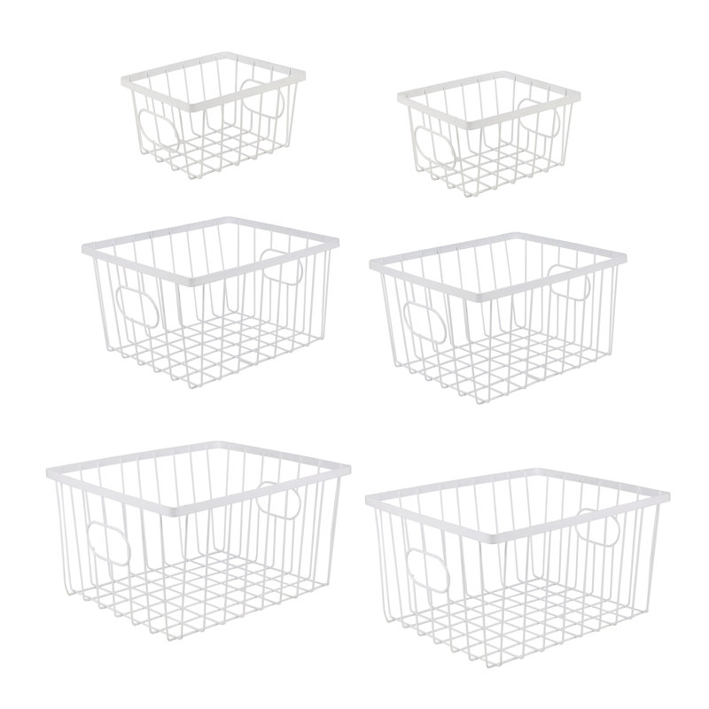 Camden Vintage Industrial Handmade Wire Metal Nesting Storage Baskets (Set of 6), White