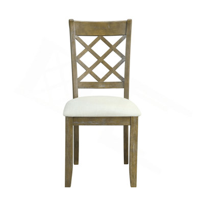 Karsen Beige Linen & Rustic Oak Finish Side Chair (Set Of 2)