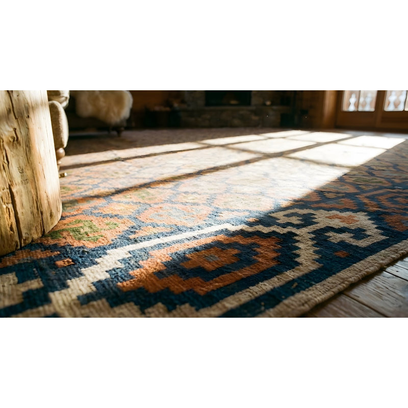 Antique Large Size Square Shape Tribal Geometric Flatwoven Dhurrie Rug