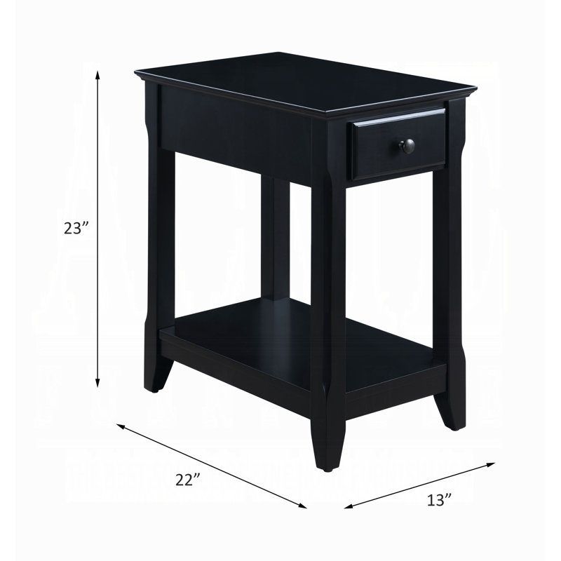 Symmons 1-Drawer Side Table with Bottom Shelf, Black