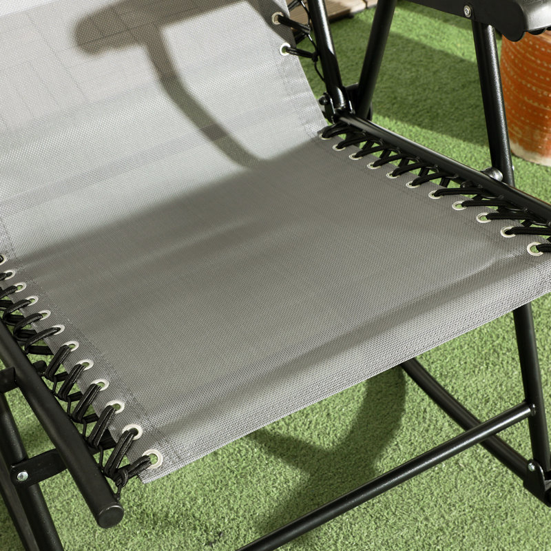 Chaise berçante d'extérieur grise 2 pièces, avec chaise berçante pliante pour terrasse - gris. Plateforme ergonomique pliable, cour, cour arrière. Fabrication en acier