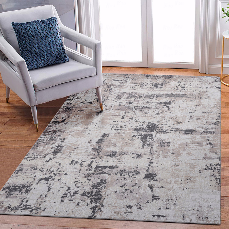 Tapis abstrait élégant et résistant aux taches, Rectangle 7 pi 9 po x 10 pi
