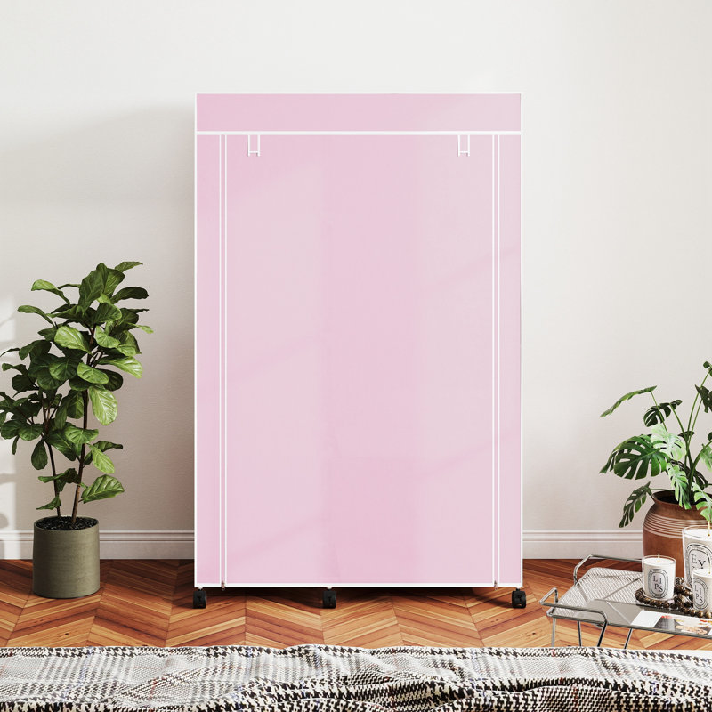 HOMCOM Fabric Wardrobe with wheel 103 x 43 x 162.5 cm Pink