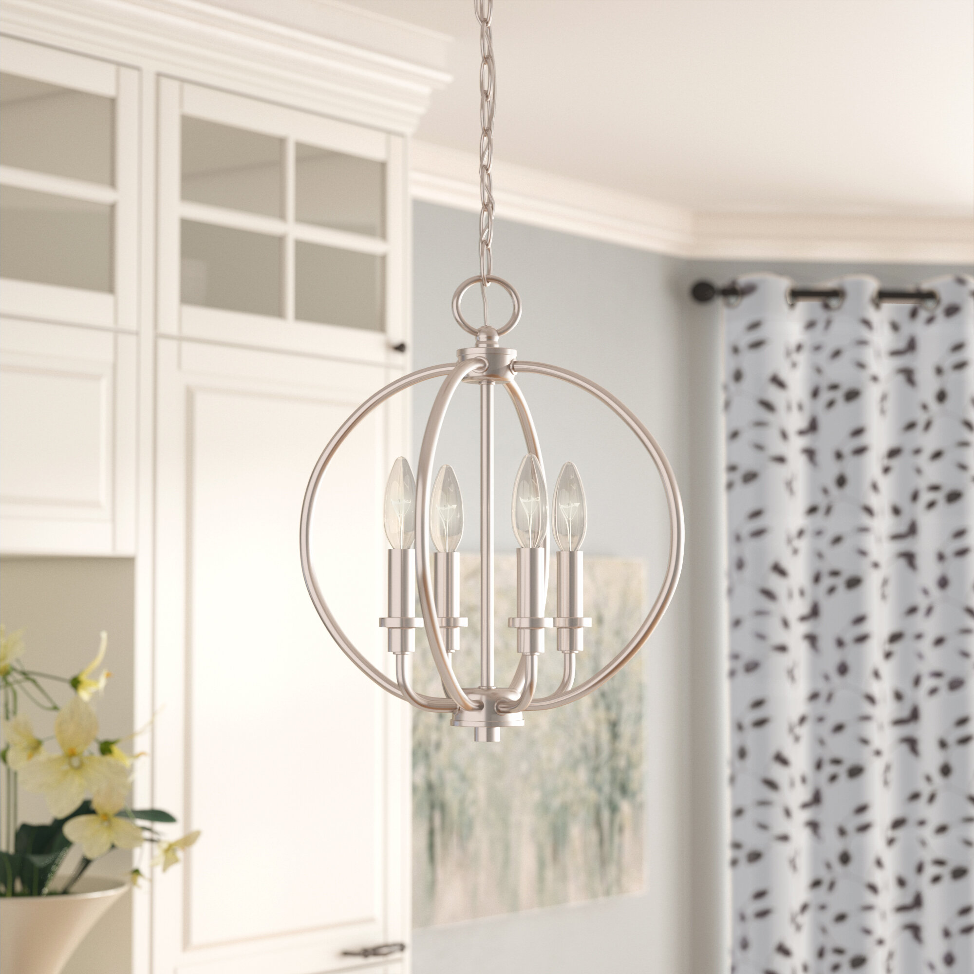 Nickel globe deals chandelier