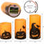3 Pack Halloween Flameless LED Pillar Candles: 6H Timer, Battery-Operated, Real Wax with Pumpkin Decals, 3x4"/5"/6"