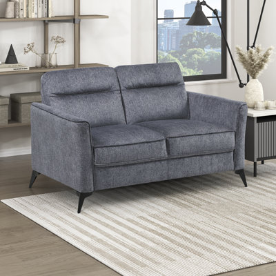 Causeuse Olegas en microfibre moderne et contemporaine de 56,5 po avec accoudoirs évasés modernes, pieds en métal noir