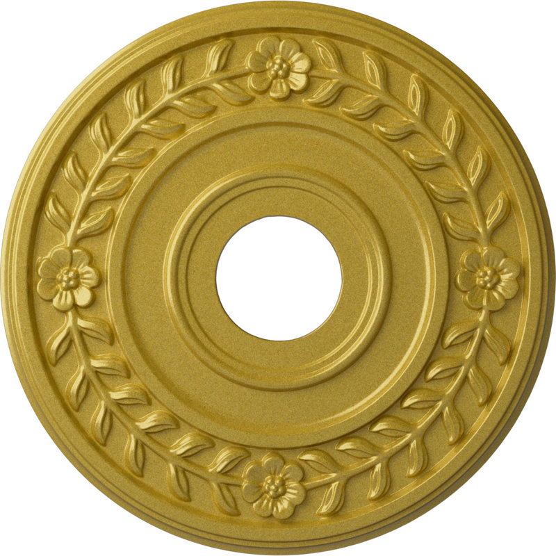 Médaillon de plafond Endurathane Medea, DO 16 1/2 po x P 1 1/2 po (convient aux auvents jusqu'à 5 1/2 po), finition perle noire peinte à la main