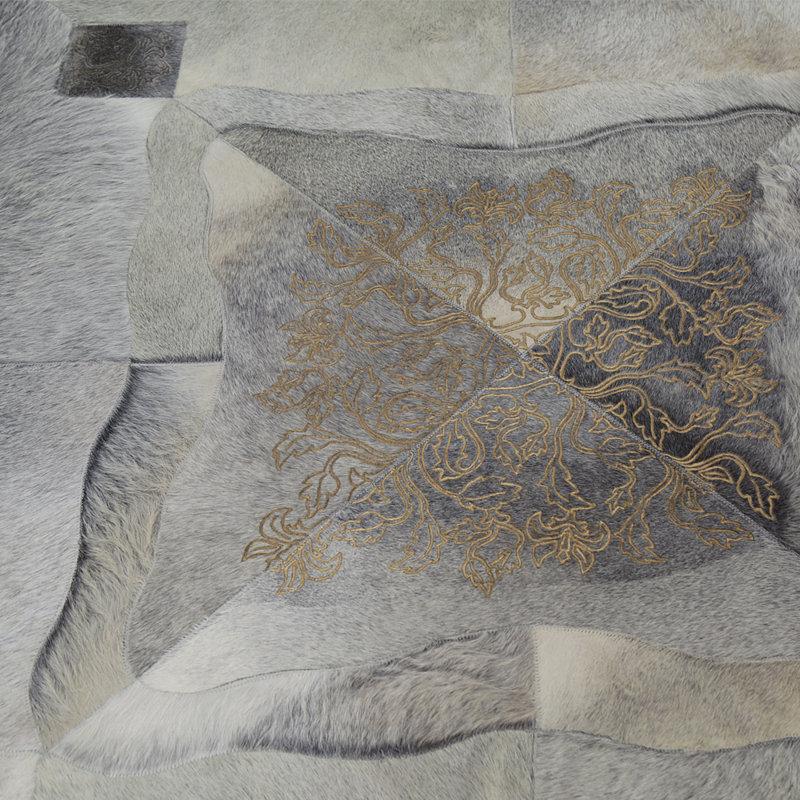 Sueño Leather Oriental Area Rug, Round 4'11"