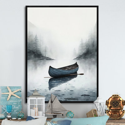 Canot sur le lac I - art mural grand bateau côtier