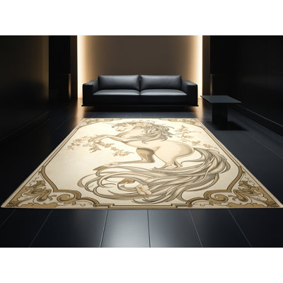 Tapis beige classique lavable à la machine Bridgewater