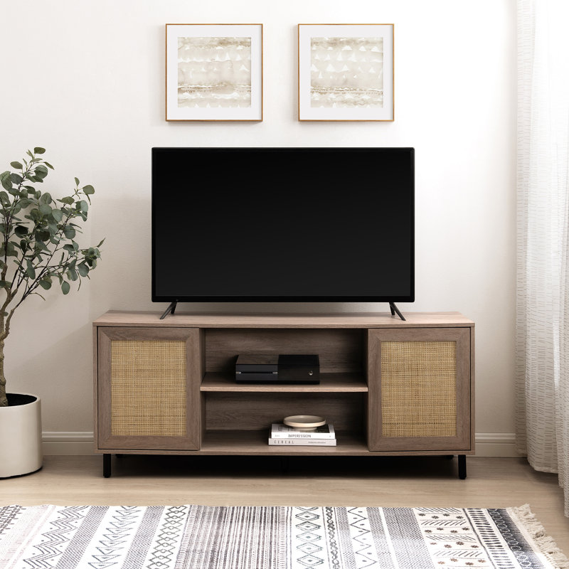 Gologan Unfinished TV Stand for TVs up to 60", Brown/Black