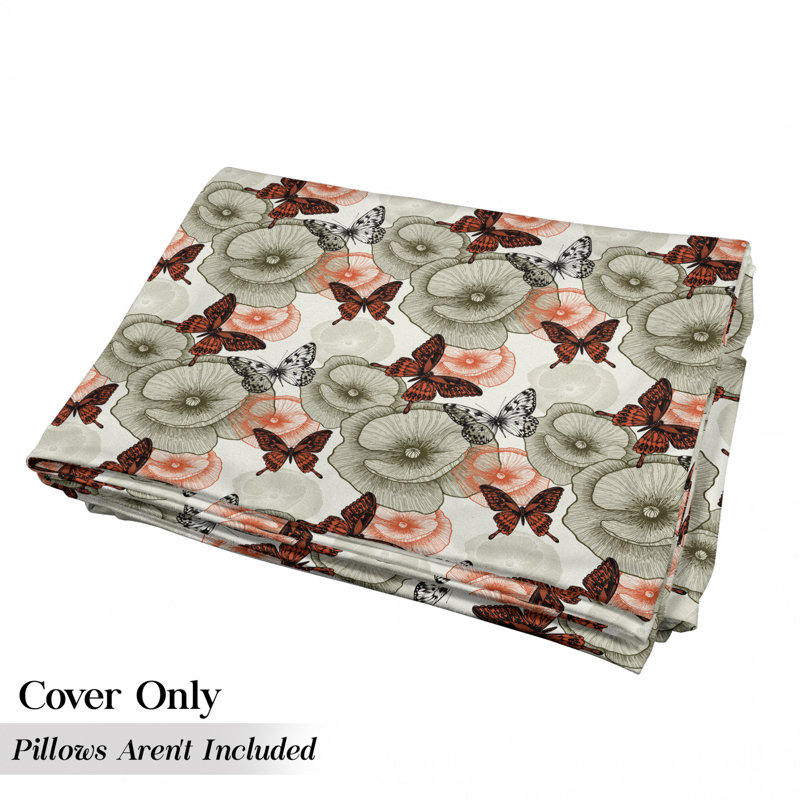 Housse de coussin d'extérieur Poppy Blossoms and Butterflies, H 2 po x l 36 po x P 88 po