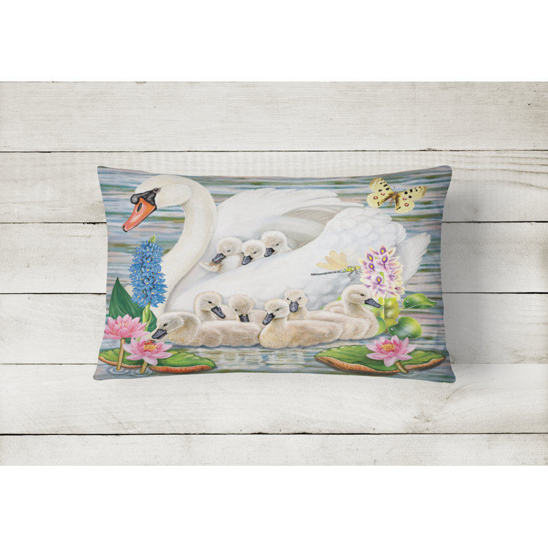 Outdoor Throw Pillow, Mother Swan