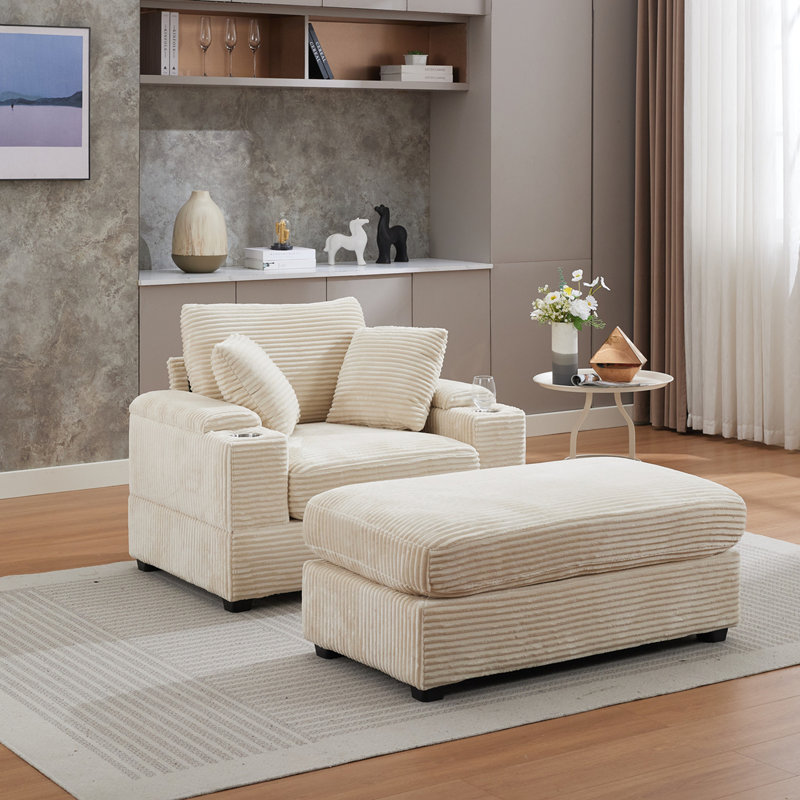 Canapé en velours Corduroy, Beige